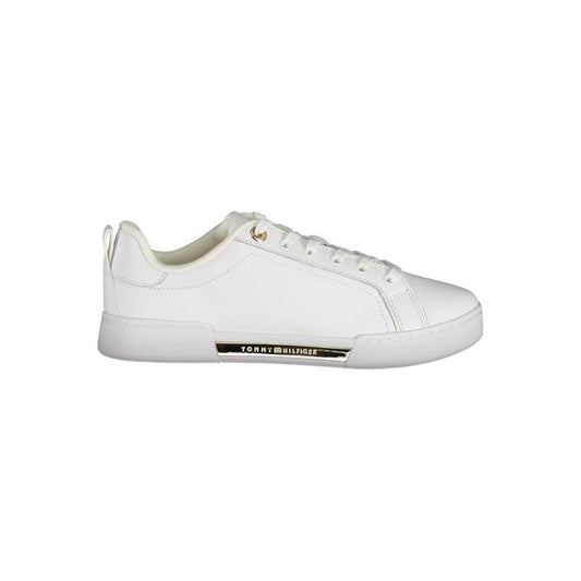 Tommy Hilfiger Chic White Lace-Up Sneakers with Contrast Detail