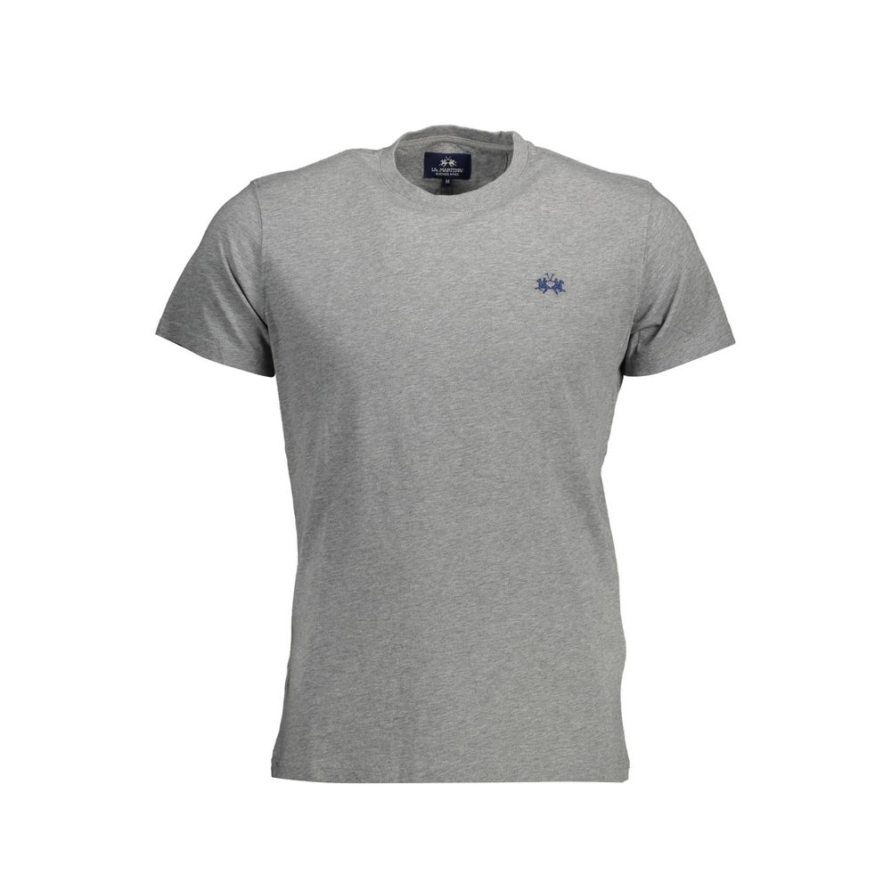 La Martina Brown Cotton Men T-Shirt with iconic logo and embroidery on chest, short sleeves, crew neck, premium cotton fabric.