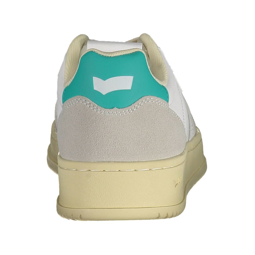 Rear view of Gas White Artificial Leather Women Sneaker with contrasting heel detail.