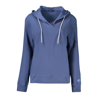 North Sails Blue Cotton Women Sweater with hood and embossed print luxury design