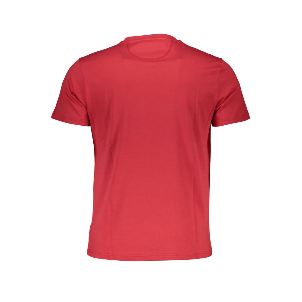 Back view of La Martina Red Cotton Men T-Shirt with crew neck and short sleeves