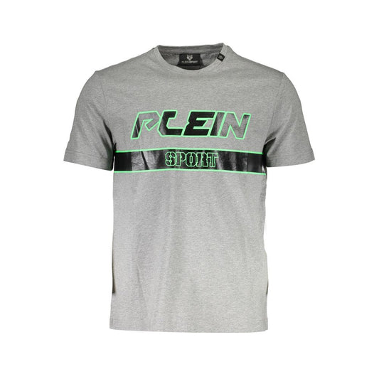 Plein Sport Brown Cotton Men T-Shirt featuring iconic print and logo.