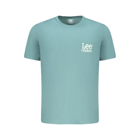 Lee Green Cotton Men T-Shirt with logo, short sleeves, regular fit, classic crew neck, and breathable fabric, ideal for everyday style.