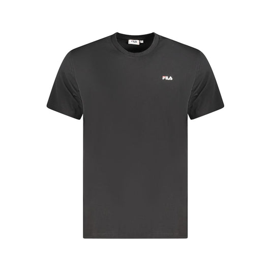 Fila Black Cotton Men T-Shirt with crew neck and logo print, made from organic cotton for style and comfort.