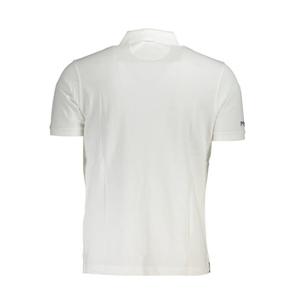 Back view of La Martina White Cotton Men Polo Shirt with elegant design and premium cotton fabric.