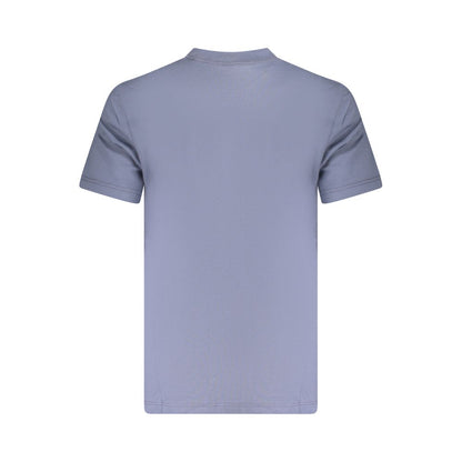 Back view of Calvin Klein Blue Cotton Men T-Shirt showcasing minimalist design and comfort.