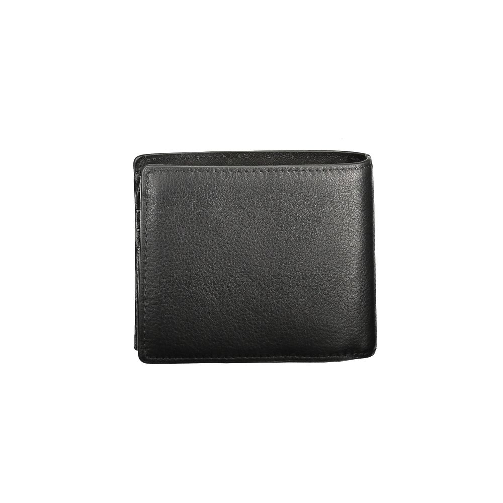 Tommy Hilfiger Black Leather Men Wallet with sleek design and dual compartments.
