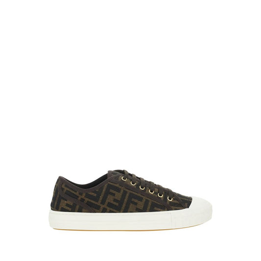 Fendi Brown Polyamide Low Top Sneakers