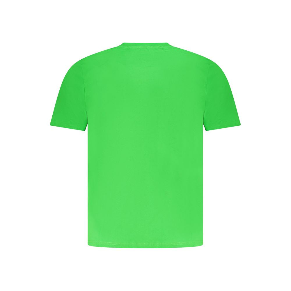 North Sails Green Cotton Men T-Shirt with short sleeves and crew neck featuring distinctive print and logo, made of 100% cotton.