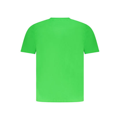 North Sails Green Cotton Men T-Shirt with short sleeves and crew neck featuring distinctive print and logo, made of 100% cotton.