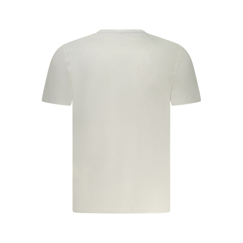Back view of North Sails White Cotton Men T-Shirt showcasing simple design and iconic logo.