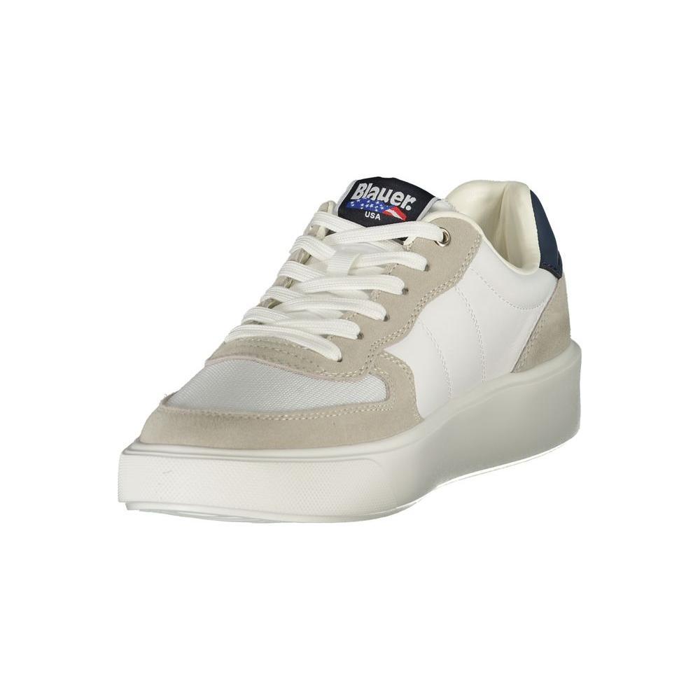 Blauer White Leather Men Sneaker