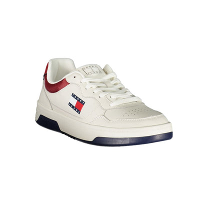 Tommy Hilfiger White Leather Men Sneaker with logo and contrasting details