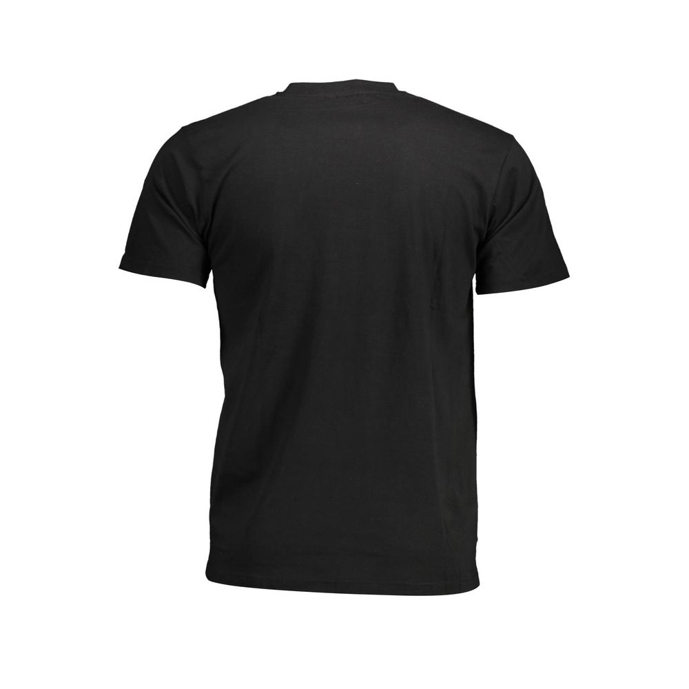 Sergio Tacchini Black Cotton Men T-Shirt showcasing back view and sleek design.