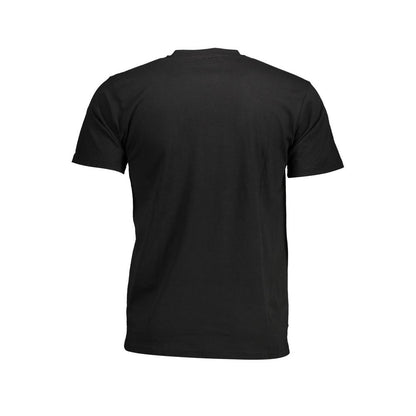 Sergio Tacchini Black Cotton Men T-Shirt showcasing back view and sleek design.