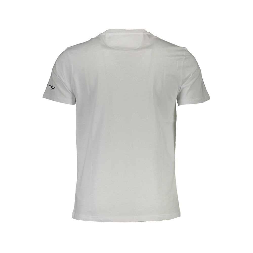 Rear view of La Martina White Cotton Men T-Shirt showcasing quality craftsmanship and timeless elegance in casual fashion.