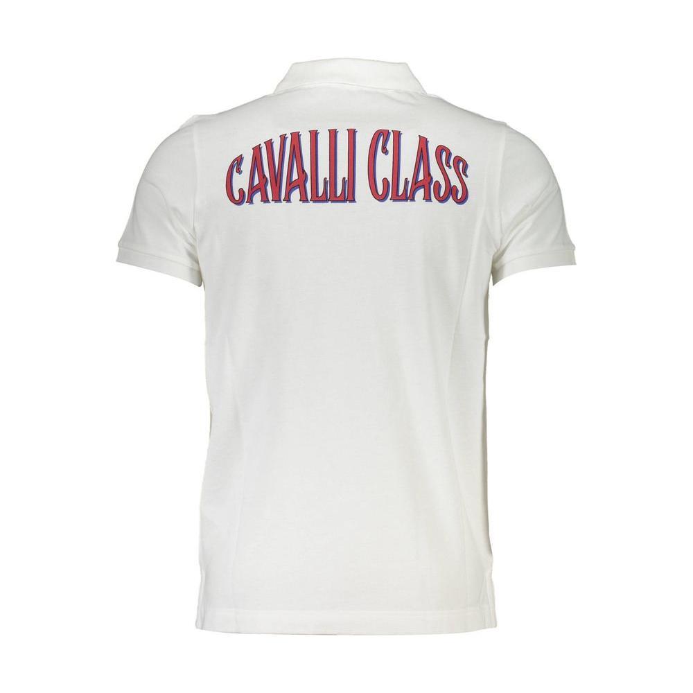 Cavalli Class White Cotton Men Polo Shirt