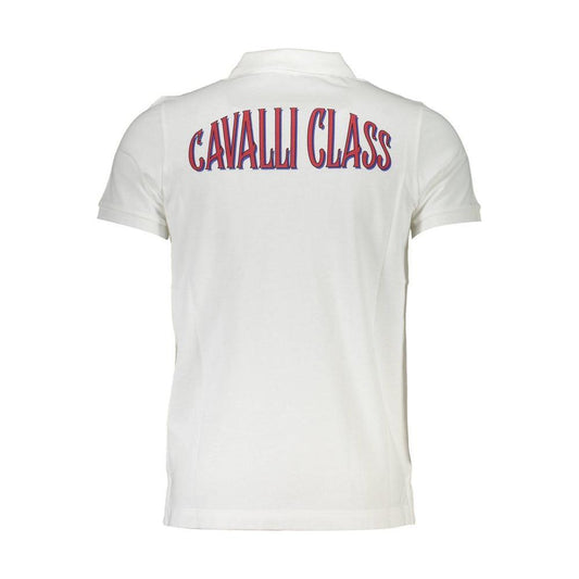 Cavalli Class White Cotton Men Polo Shirt