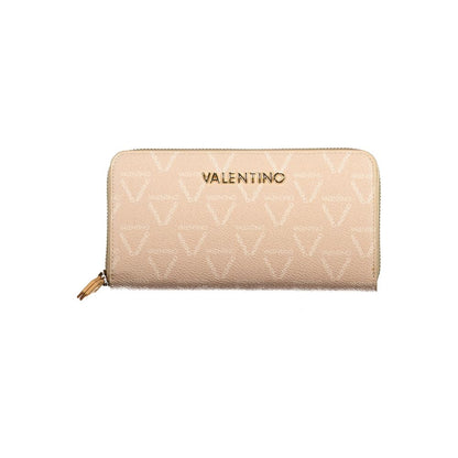 Mario Valentino Beige Polyethylene Wallet with zip closure, contrasting details, logo, and 3 compartments, coin purse, card spaces.