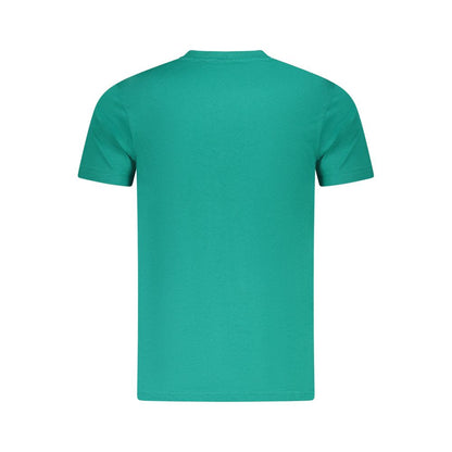 Alt Tag: "Rear view of Cavalli Class Green Cotton Men T-Shirt with crew neck and short sleeves"