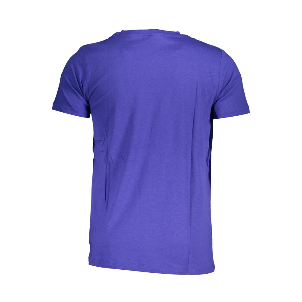 Back view of Norway 1963 Blue Cotton Men T-Shirt showing fabric and cut