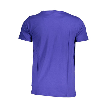 Back view of Norway 1963 Blue Cotton Men T-Shirt showing fabric and cut