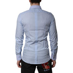 Dolce & Gabbana Blue Cotton GOLD Long Sleeves Men Dress Shirt