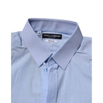 Dolce & Gabbana Blue Cotton GOLD Long Sleeves Men Dress Shirt