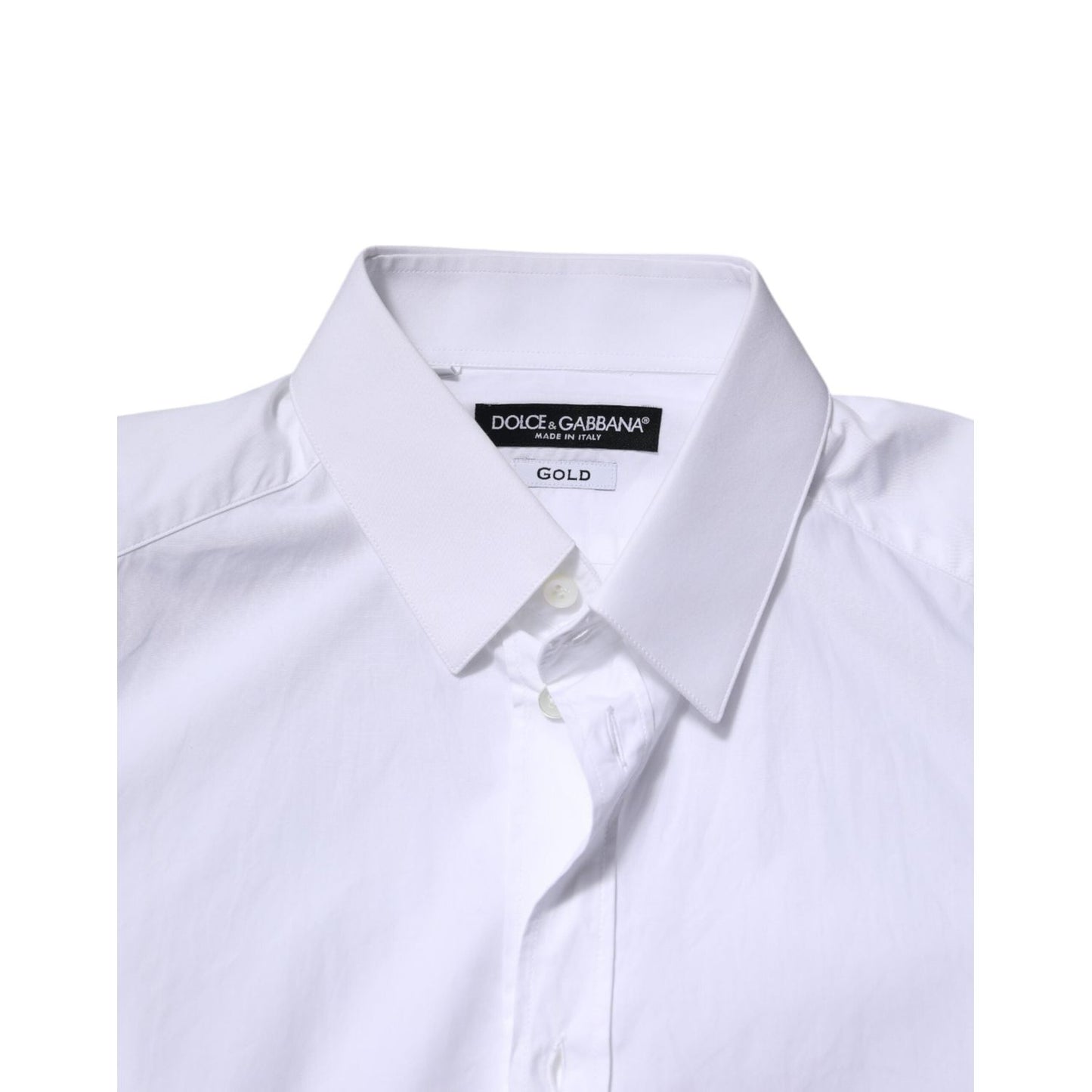 Dolce & Gabbana White Cotton GOLD Long Sleeves Dress Shirt TSH906924-40
