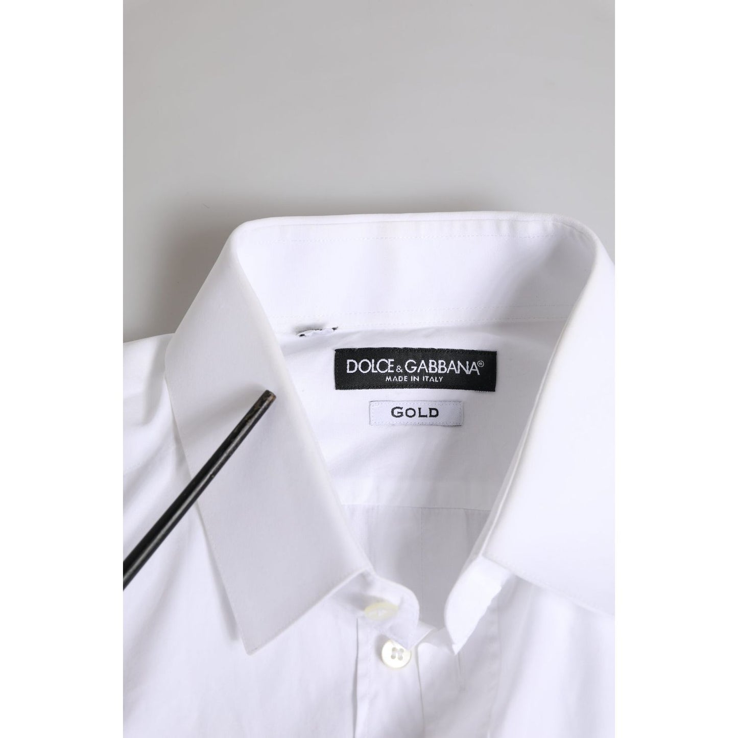 Dolce & Gabbana White Cotton GOLD Long Sleeves Dress Shirt TSH906924-40