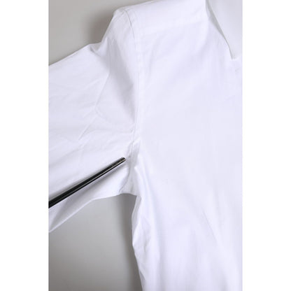 Dolce & Gabbana White Cotton GOLD Long Sleeves Dress Shirt