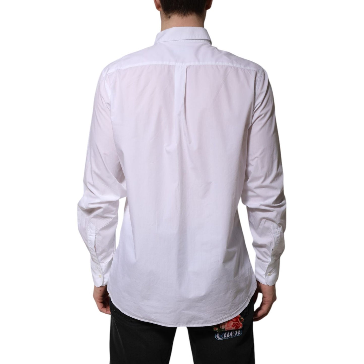 Dolce & Gabbana White Cotton Long Sleeves Dress Formal Shirt