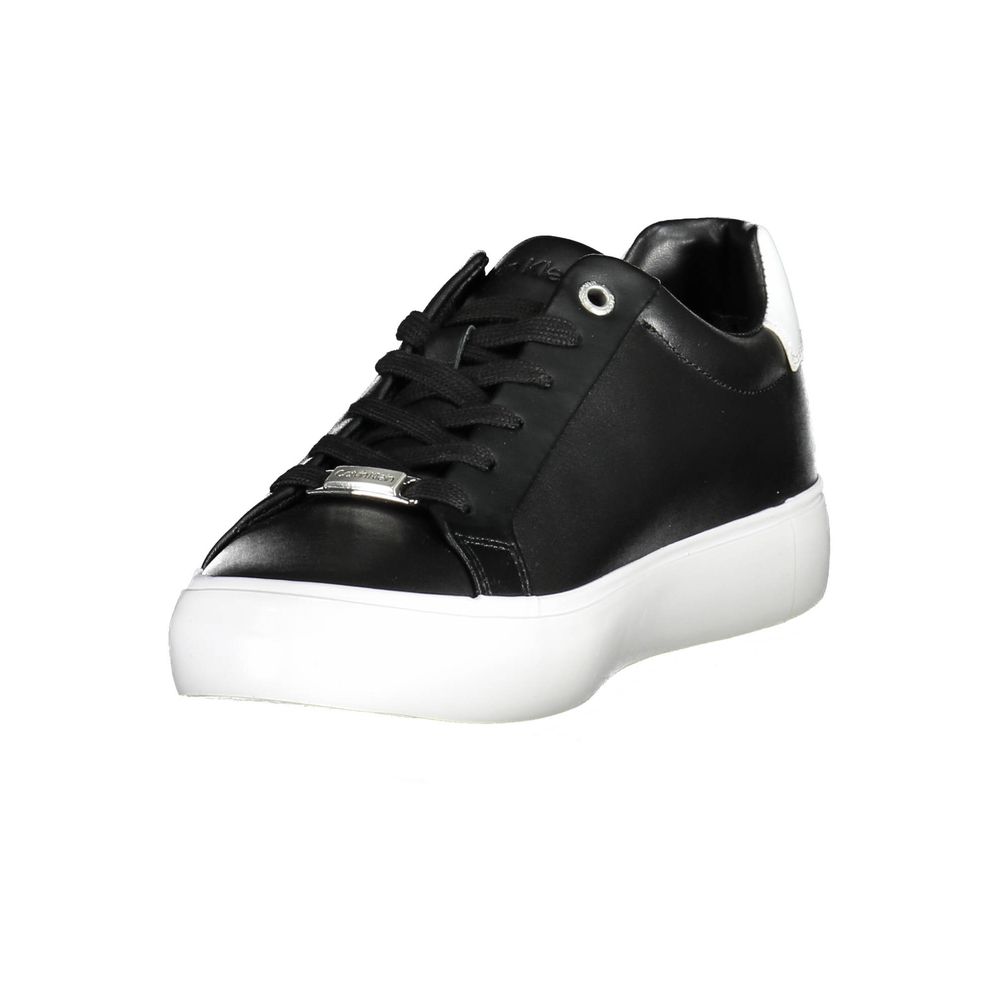 Calvin Klein Black Leather Women Sneaker with recycled materials and urban design