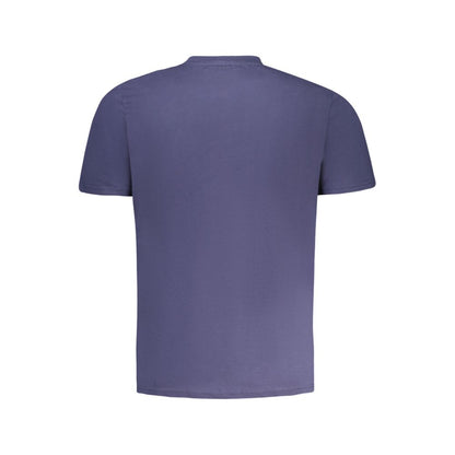 Back view of North Sails Blue Cotton Men T-Shirt showcasing short sleeves and crew-neck design.