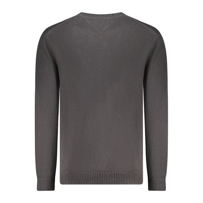 Rear view of Tommy Hilfiger Black Cotton Men Sweater showcasing premium cotton and sleek design.