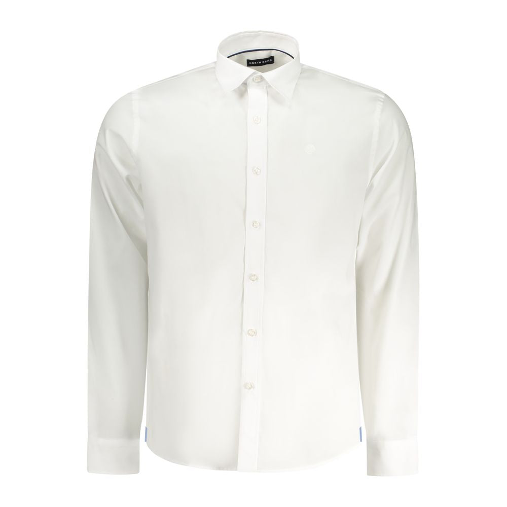 North Sails White Cotton Men Shirt with Italian collar and 1-button cuffs, perfect for elegant occasions.