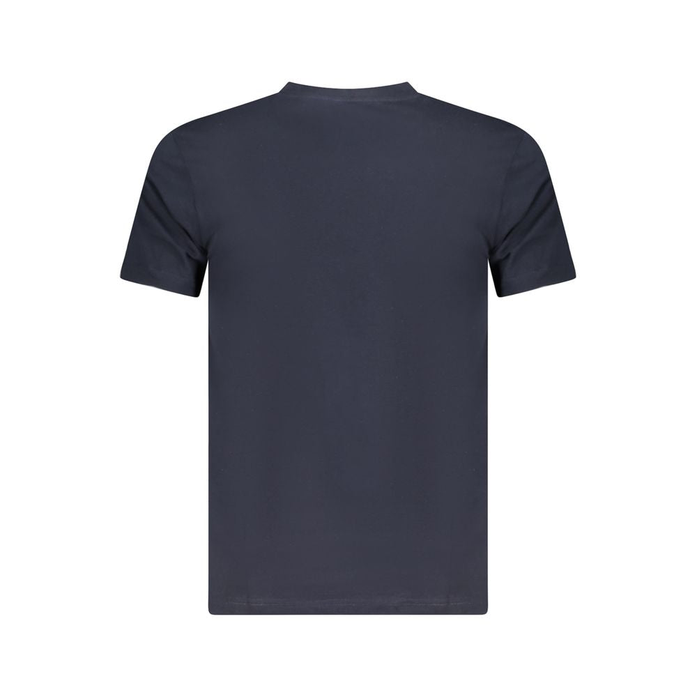 Cavalli Class Blue Cotton Men T-Shirt showcasing back view, short sleeves, and crew neck design.