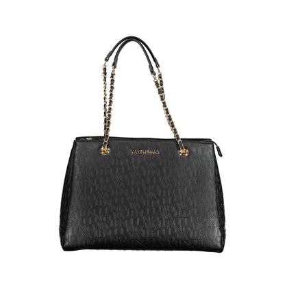 Mario Valentino Black Polyethylene Women Handbag with chain handles and elegant design
