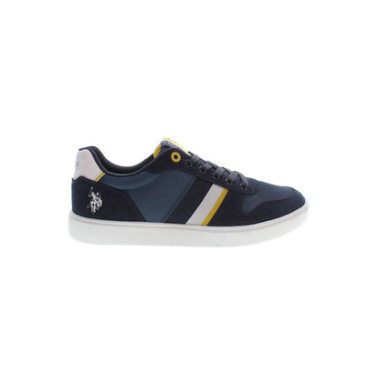 U.S. POLO ASSN. Blue Polyester Men Sneaker with contrasting details and logo for sporty style and comfort.