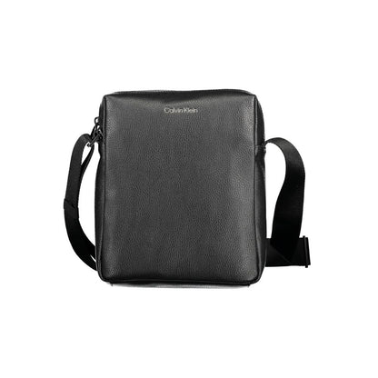 Calvin Klein Black Polyester Men Shoulder Bag with adjustable strap and minimalist design for eco-conscious and modern style.