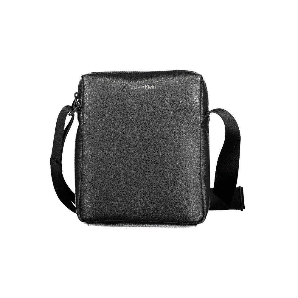Calvin Klein Black Polyester Men Shoulder Bag with adjustable strap and minimalist design for sustainable luxury and practical use.