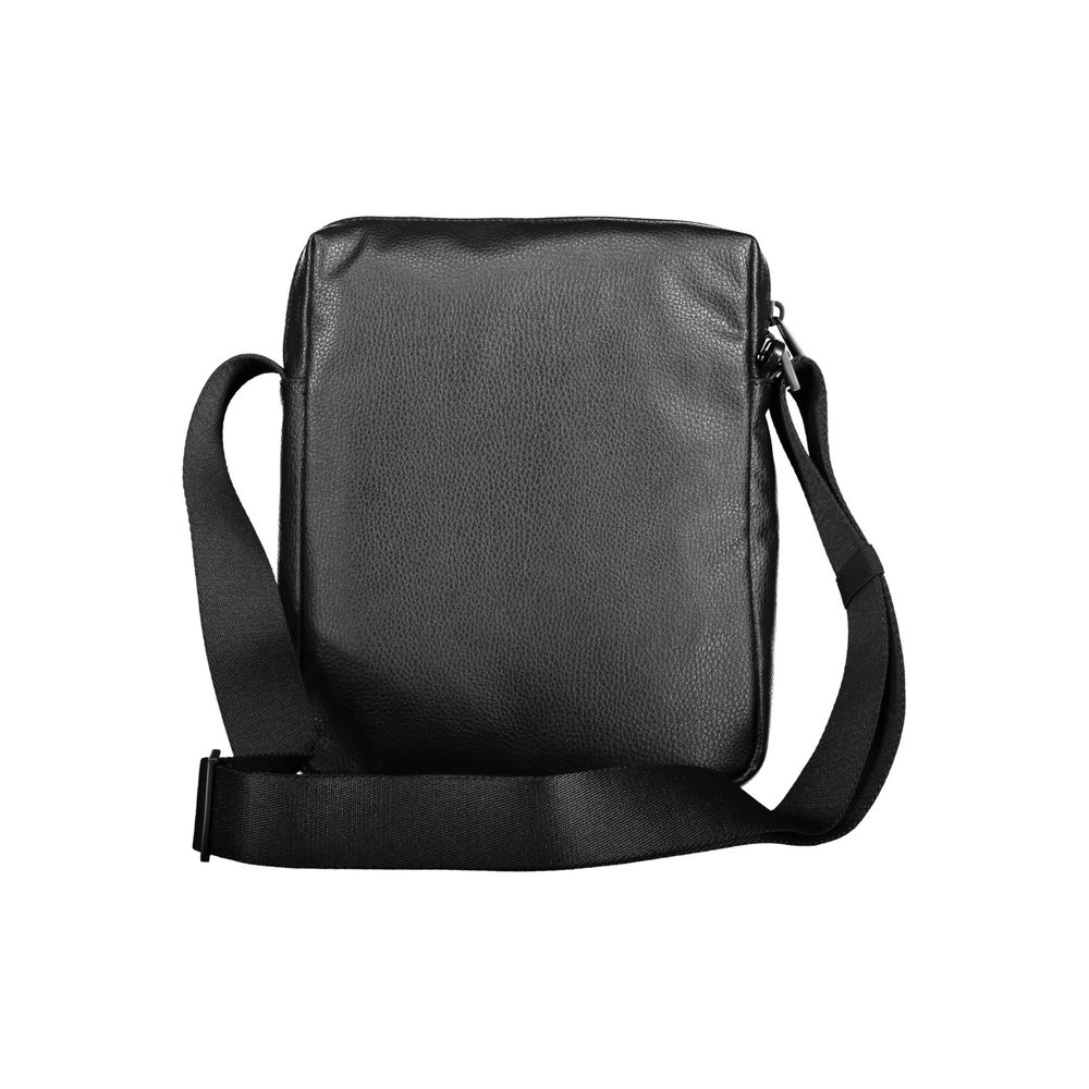 Calvin Klein Black Polyester Men Shoulder Bag with adjustable strap, crafted for sustainable luxury and minimalist elegance.