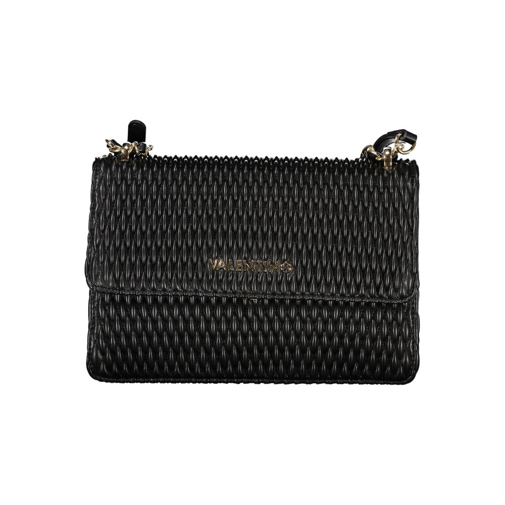 Mario Valentino Black Polyethylene Women Handbag with chain shoulder strap, showcasing chic sophistication and luxury design.
