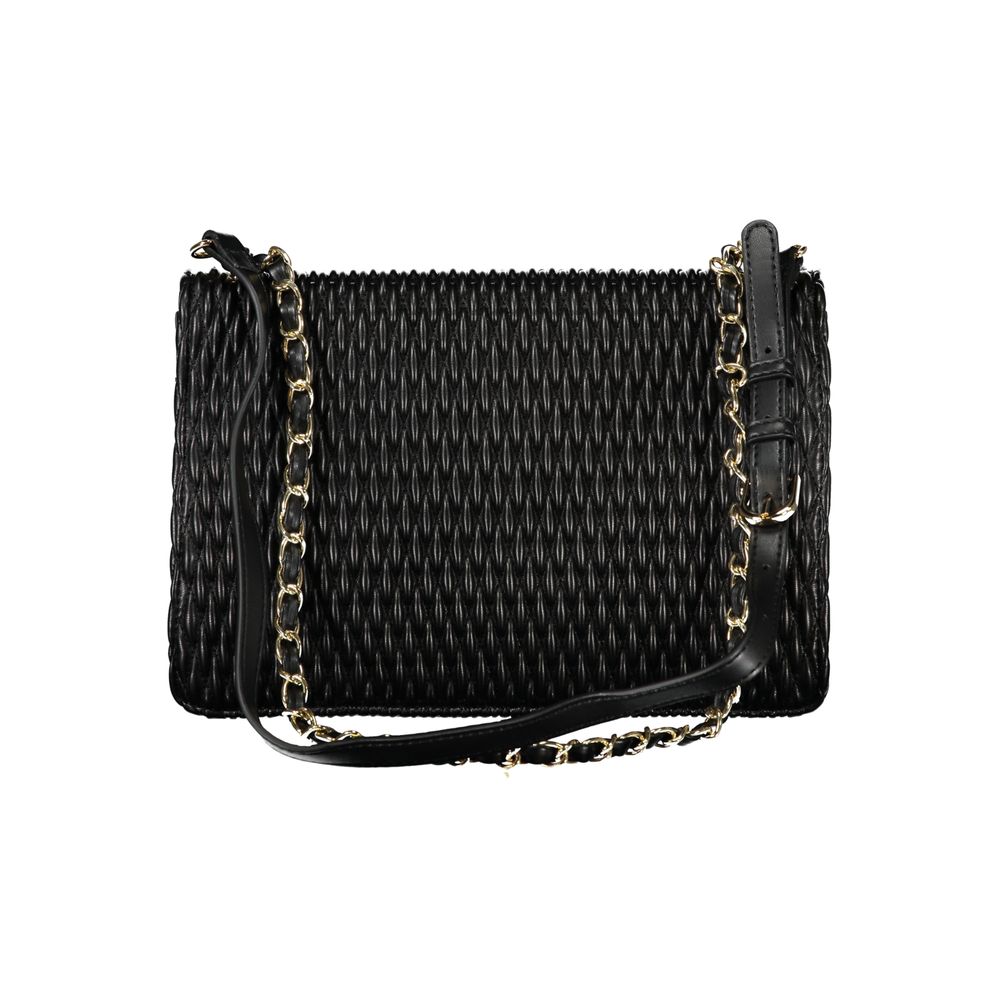 Mario Valentino Black Polyethylene Women Handbag with chain shoulder strap and elegant design