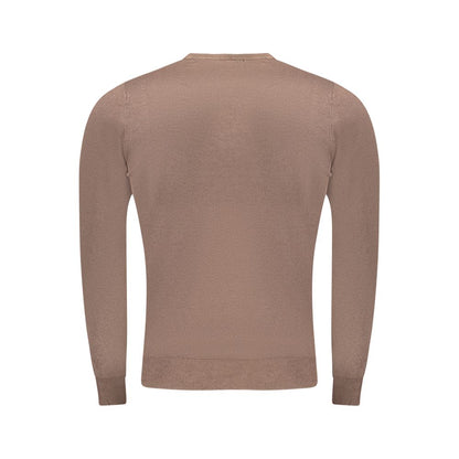 Back view of Cavalli Class Brown Viscose Men Sweater, showcasing elegant design and luxurious feel.