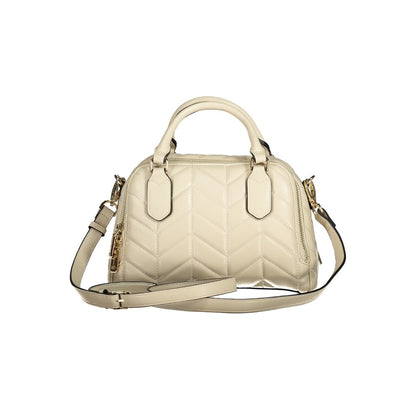 Mario Valentino Beige Polyethylene Women Handbag with dual-compartment and iconic logo, crafted from recycled materials for ethical fashion.