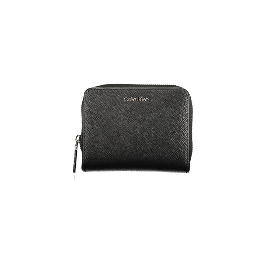 Calvin Klein Black Polyethylene Women Wallet with RFID-blocking, city-chic design, ample card slots, and sleek black aesthetics.