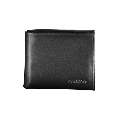 Calvin Klein Black Polyester Men Wallet with RFID-blocking feature, dual card compartments, stylish and secure for modern men.