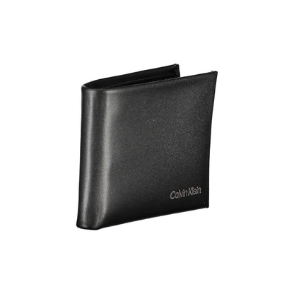 Calvin Klein Black Polyester Men Wallet with RFID-blocking, dual card compartments, for modern elegant style and functional luxury.