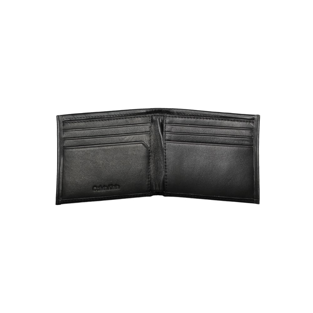 Calvin Klein Black Polyester Men Wallet with RFID blocking, dual card compartments, showcasing sleek and stylish modern design for men.